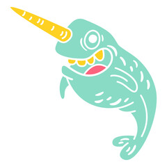 Crazy narwhal cut out © Vexels