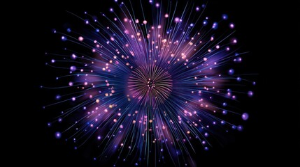 Abstract fireworks display against a black background for celebrations