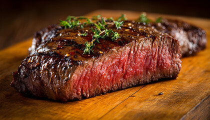 Piece of rump steak on cutting board