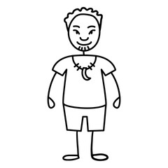 Obraz premium Standing simple doodle hawaiian man