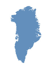 Blue map of Greenland isolated on white background, flat vector illustration
