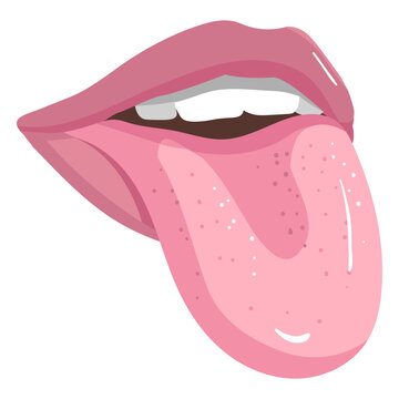 Semi flat mouth with tongue out