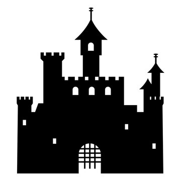 Castle square stone keep silhouette