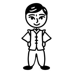 Fototapeta premium Standing indian man doodle