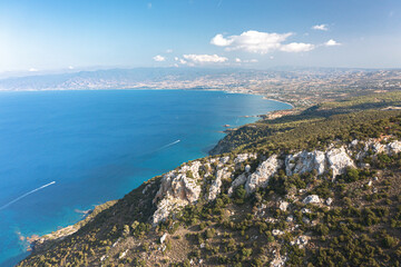 Akamas peninsula coastline view towards Latchi, Cyprus