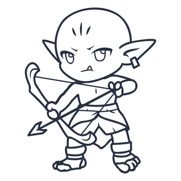 Chibi orc warrior archer stroke