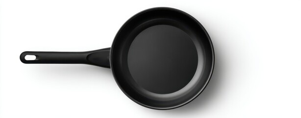 The Frying Pan Over White Background Minimalist Top View Cookware Pan Handle