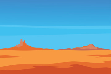 Naklejka premium Wide Desert Plain With Distant Mesas