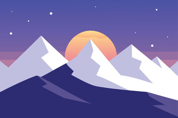 Snow Covered Hills Under Pale Sunrise