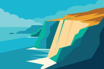 Rugged Coastal Cliffs Above Turquoise Ocean