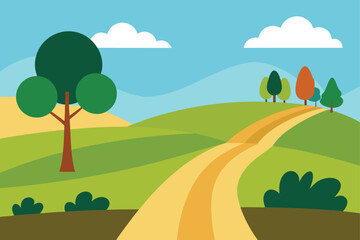 Peaceful Farmland With Winding Dirt Road