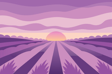 Lavender Fields Under Pastel Sky