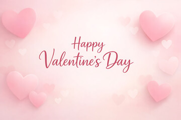 Celebration design with Happy Valentine&rsquo;s Day text on pink background with hearts, for cards and banners