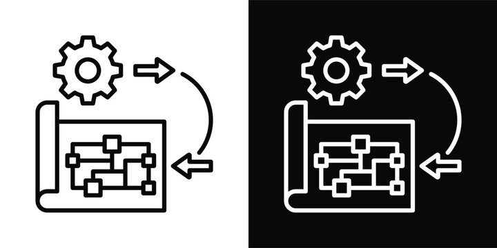 Reengineering Icon White And Black Background Style
