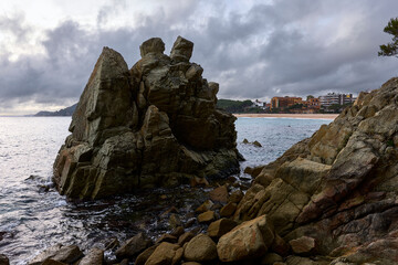 Cliffs. View of the coast of Lloret de Mar, in the province of Girona (Spain). From the paths that surround the cliffs, there is a beautiful view of the Mediterranean.