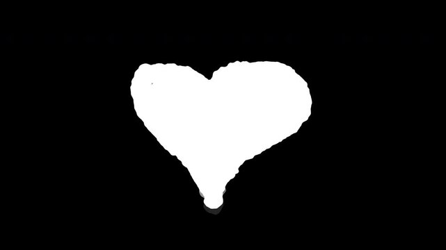 A heart is drawn in white on a black background. The heart is simple and minimalistic, with no other details or embellishments. The black background emphasizes the white heart