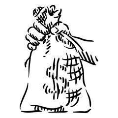 Fototapeta premium Money bag bank hand