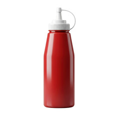 Red condiment bottle with white cap and nozzle