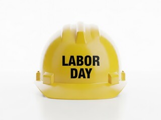 Yellow hard hat celebrating labor day isolated on white background