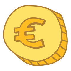Obraz premium Coins doodle color euro