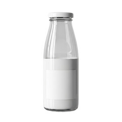 A clear glass bottle of fresh milk