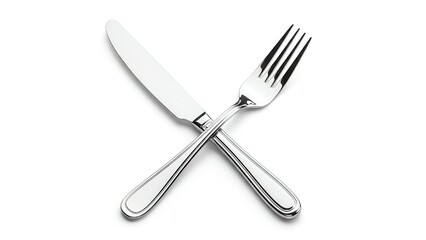fork and knife on white