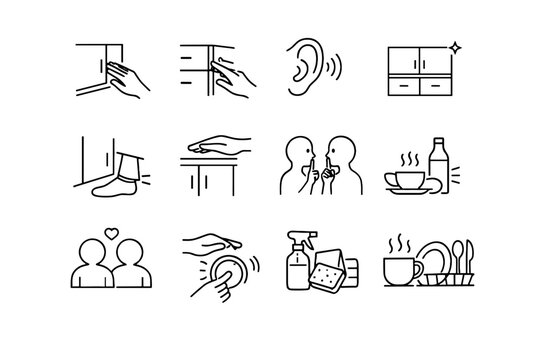 Icon office close minimalist clatter habit gentle quiet reduced vector cabinets gently