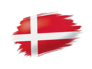 Vibrant red and white danish flag with distressed effect isolated on white background