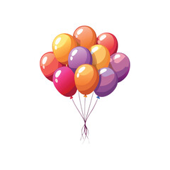 A colorful bunch of balloons tied together,