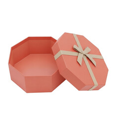 Elegant pink octagonal gift box with bow
