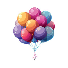A colorful bunch of balloons tied together,