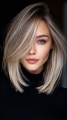 Naklejka premium Woman with blonde hair posing indoors in natural light