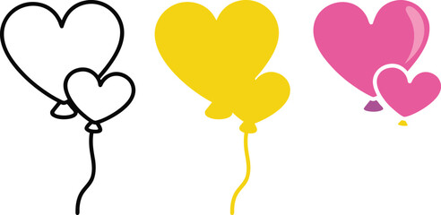 Heart Shaped Balloons in Three Styles and Colors love celebration