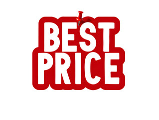 a red pushpin marking the words best price on a black background