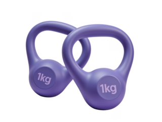 Two purple 1kg kettlebells for fitness workout training
