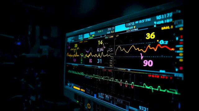 Financial trading dashboard showing real time market metrics and performance charts on digital screens for professional investment monitoring
