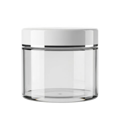 Clear glass storage jar with white lid