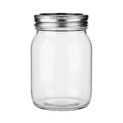 Clear glass jar with silver metal lid