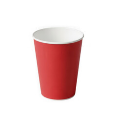Single red paper cup against transparent background