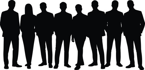 Business people silhouettes standing together, professional corporate team, leadership, teamwork, diversity, modern office workforce concept