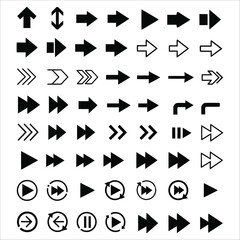 a collection of various black arrow icons and directional symbols displayed on white