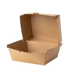 Empty brown cardboard box on transparent background