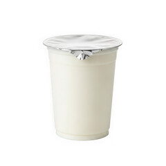 Creamy white dessert in a disposable cup with a lid