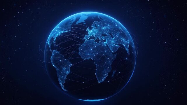 Global connectivity visualized futuristic network of earth digital overview starry high-tech concept