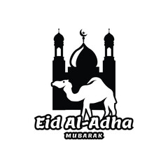 Eid al adha logo template in black design