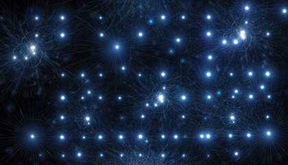 Intricate digital neural network with glowing blue lights and abstract connections