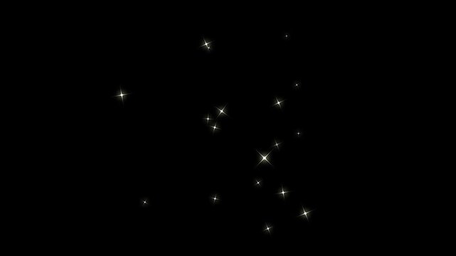 4k magic line dust, twinkling star glitter line animation, pixie dust path, fairy doodle stars, and a shimmering starlight trail on a black screen background, glitter stars isolated.