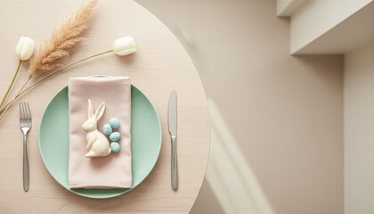 Obraz premium Elegant Minimal Easter Table Setting Interior