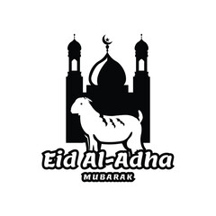Eid al adha logo template in black isolated