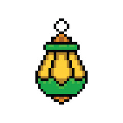 Pixel art classic lantern graphic concept